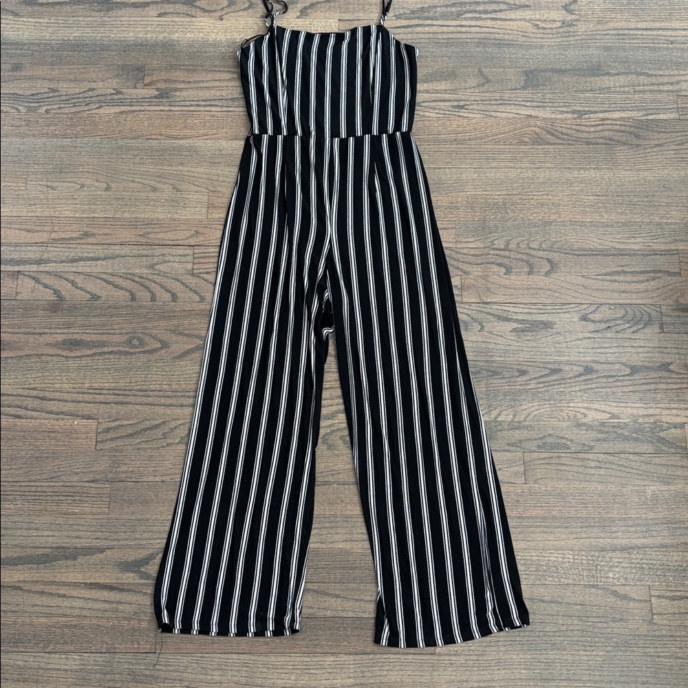 Ambiance Black and White Striped Jumpsuit